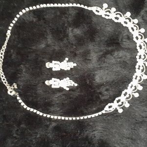 Vintage Rhinestone/silver necklace & earring set